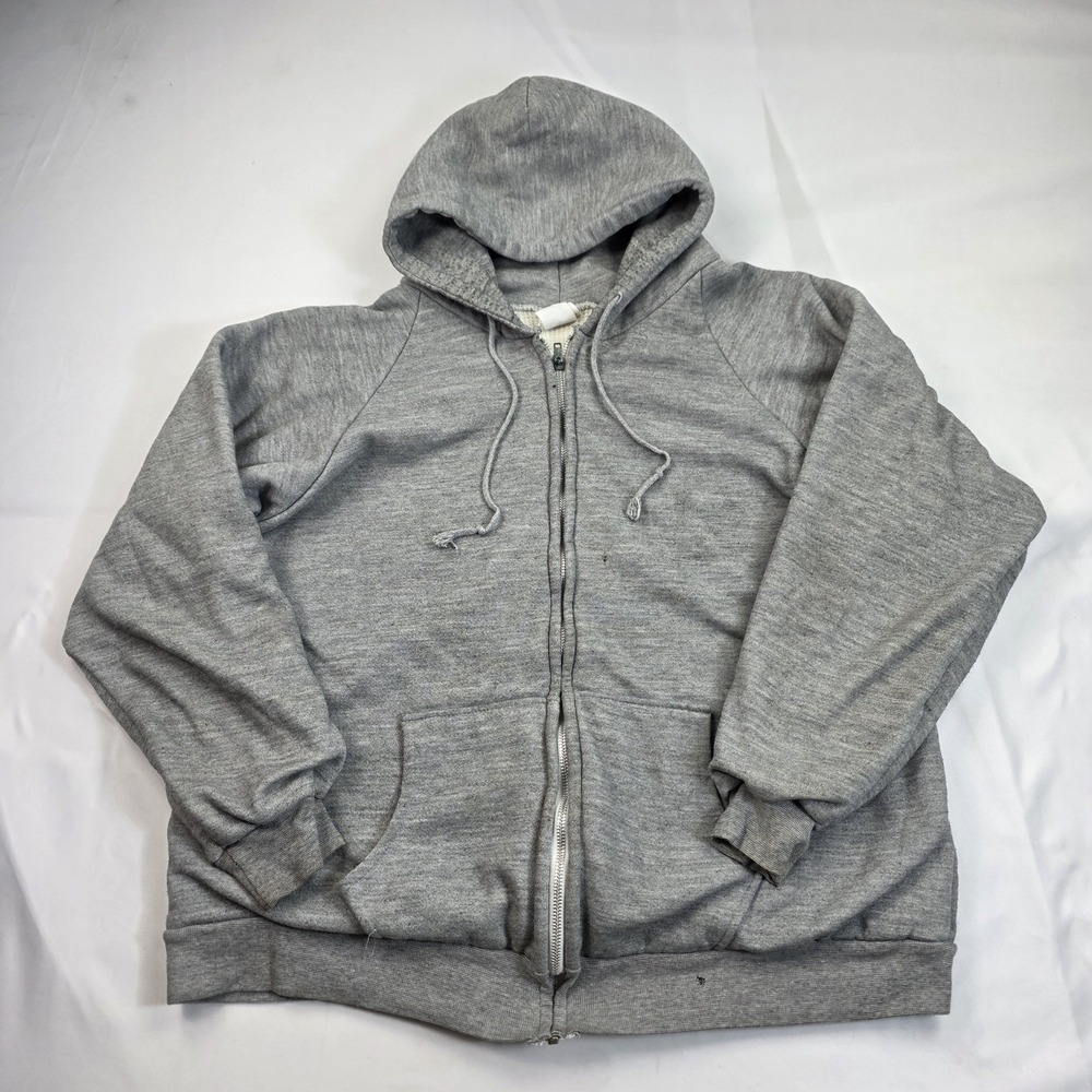 Camber Chill-Buster Hoodie Mens 2XL Gray Thermal Lined Full Zip USA Distressed
